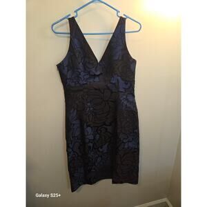 Piazza Sempione Italian 44 Blue Black Lace Dress Elegant